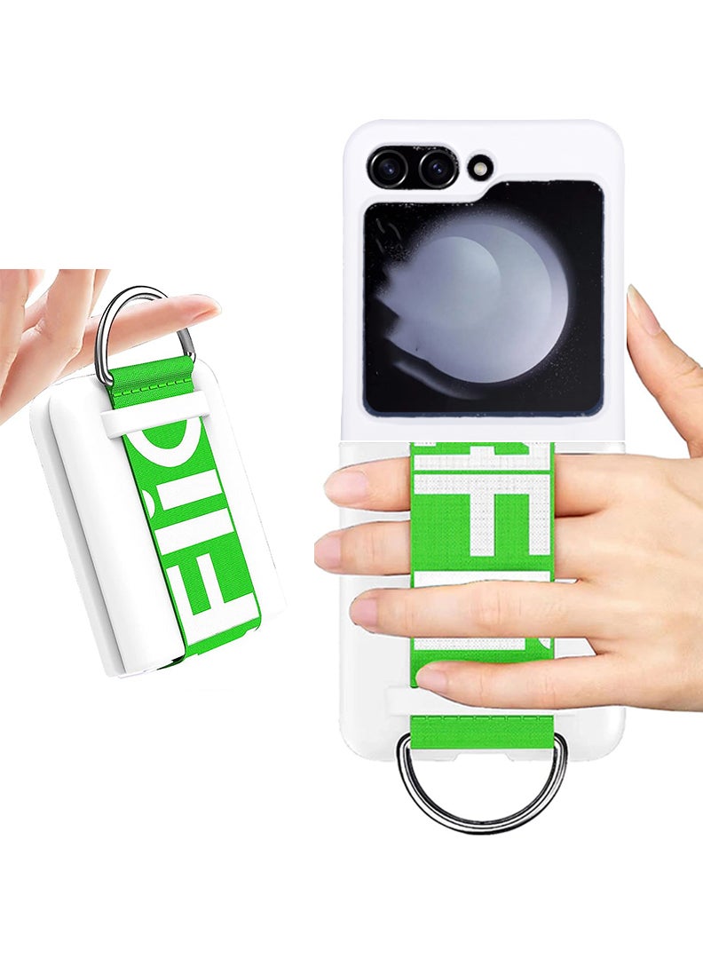 Theodor Samsung Galaxy Z Flip 6 Silicone Strap Cover, Protective Phone Case with Finger Grip, Matte Finish, Soft Surface, White - Image 1