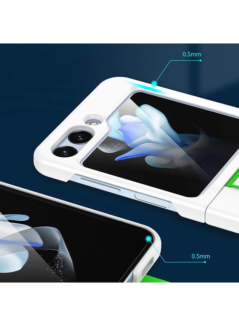 Theodor Samsung Galaxy Z Flip 6 Silicone Strap Cover, Protective Phone Case with Finger Grip, Matte Finish, Soft Surface, White - Image 2