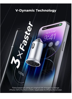 VOLTME Car Charger, 30W USB C Car Charger, PD 3.0 Car Charger Adapter Fast Charging for iPhone 15/14/13/12/11 Pro Max Mini X Samsung Galaxy S24/S23/22/21 Pad Pro Pixel and More-Silver  - Image 2