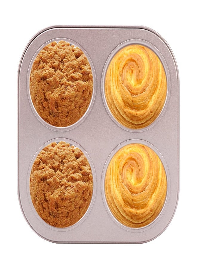 beiyoule 4 Cup Muffin Pan Baking Tray- Non-Stick Cupcake Tin Mold - Carbon Steel Cake Mould For Home, Cafe Bar and Restaurant(champagne) - Image 2