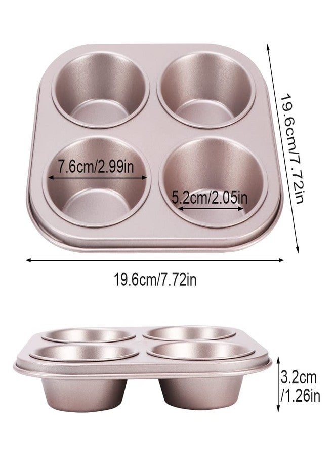 beiyoule 4 Cup Muffin Pan Baking Tray- Non-Stick Cupcake Tin Mold - Carbon Steel Cake Mould For Home, Cafe Bar and Restaurant(champagne) - Image 3