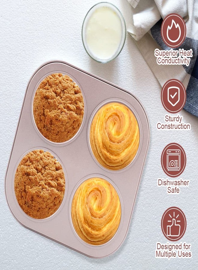 beiyoule 4 Cup Muffin Pan Baking Tray- Non-Stick Cupcake Tin Mold - Carbon Steel Cake Mould For Home, Cafe Bar and Restaurant(champagne) - Image 5
