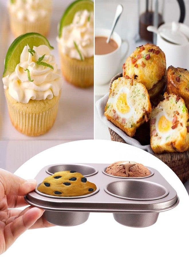 beiyoule 4 Cup Muffin Pan Baking Tray- Non-Stick Cupcake Tin Mold - Carbon Steel Cake Mould For Home, Cafe Bar and Restaurant(champagne) - Image 4