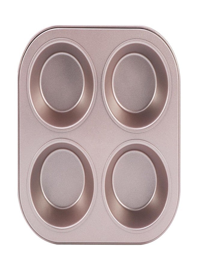 beiyoule 4 Cup Muffin Pan Baking Tray- Non-Stick Cupcake Tin Mold - Carbon Steel Cake Mould For Home, Cafe Bar and Restaurant(champagne) - Image 1