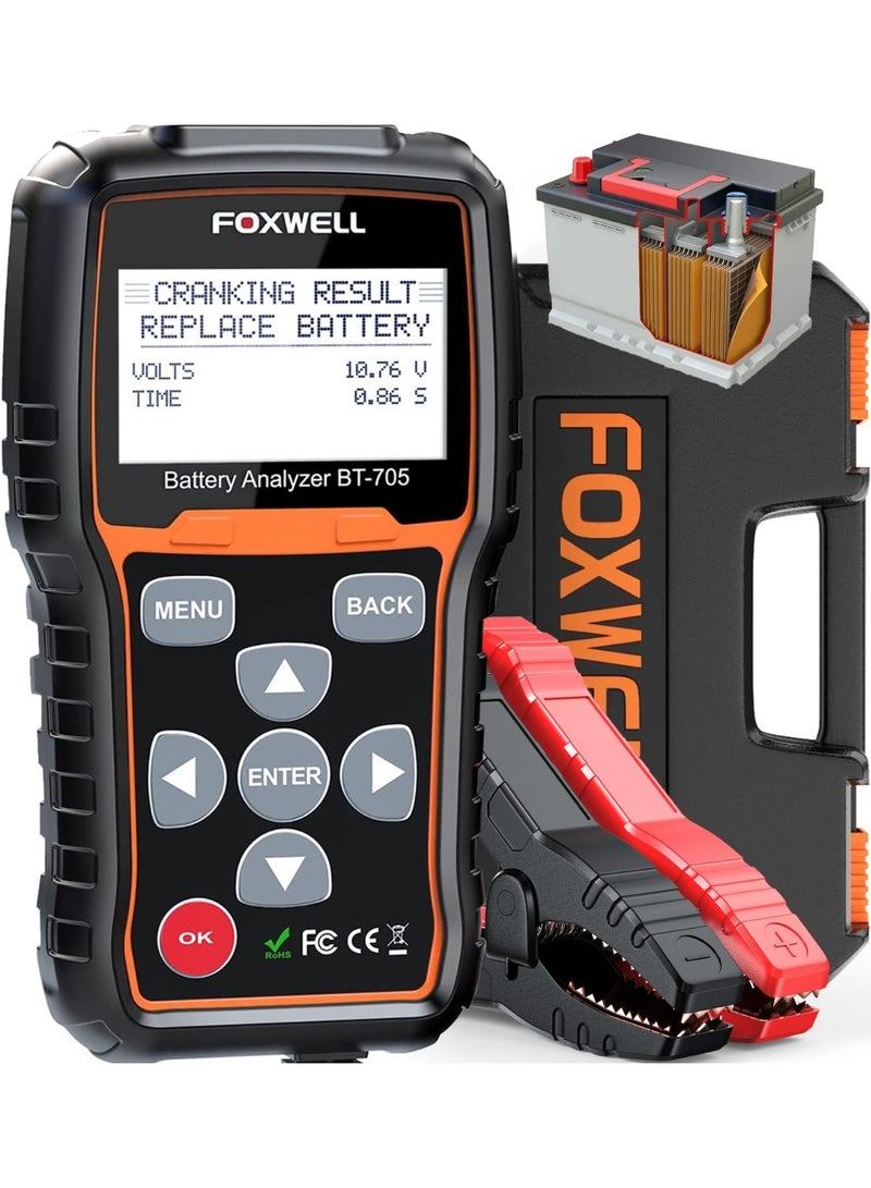 FOXWELL BT705 Car Battery Analyzer 12V 24V, Automotive 100-2000CCA Battery Load Tester Battery Analyzer Digital Charging System Alternator Analyzer Cold Cranking for Heavy Duty Truck Boat, etc - Image 1