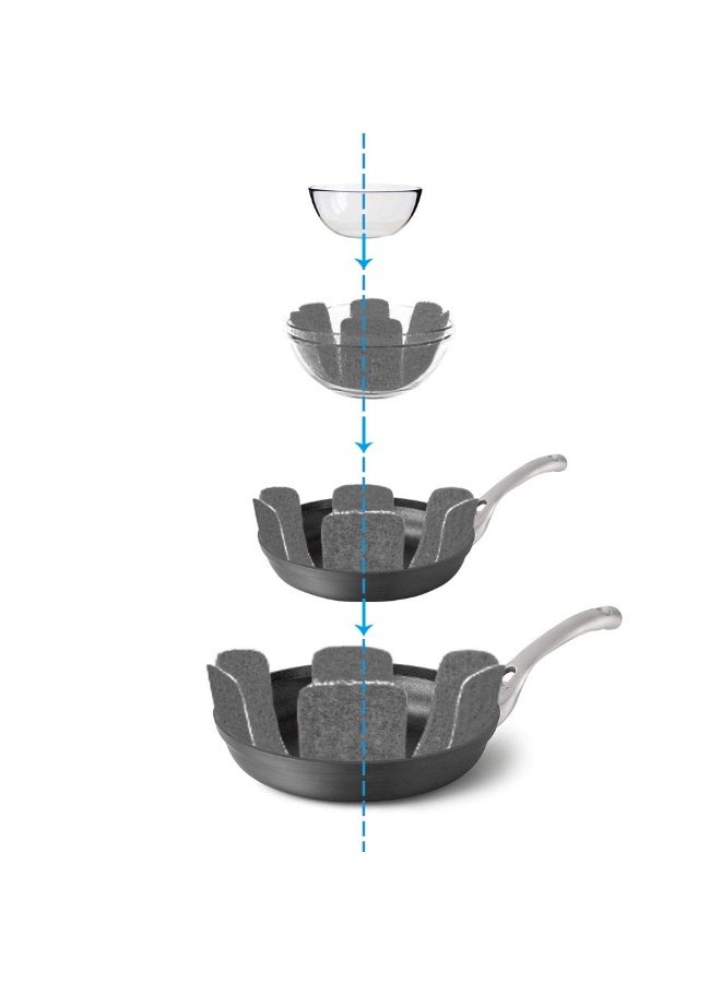 HOMESTAR 12Pcs Hexagon Felt Pot Pads , Pot and Pan Protectors,  Heat Resistant Non-Woven Fabric Pan Protector Mats, Easy Clean Cookware Separator For Stacking Pots & Pans, Grey, 38/35/26 cm - Image 2