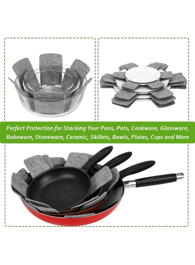 HOMESTAR 12Pcs Hexagon Felt Pot Pads , Pot and Pan Protectors,  Heat Resistant Non-Woven Fabric Pan Protector Mats, Easy Clean Cookware Separator For Stacking Pots & Pans, Grey, 38/35/26 cm - Image 5