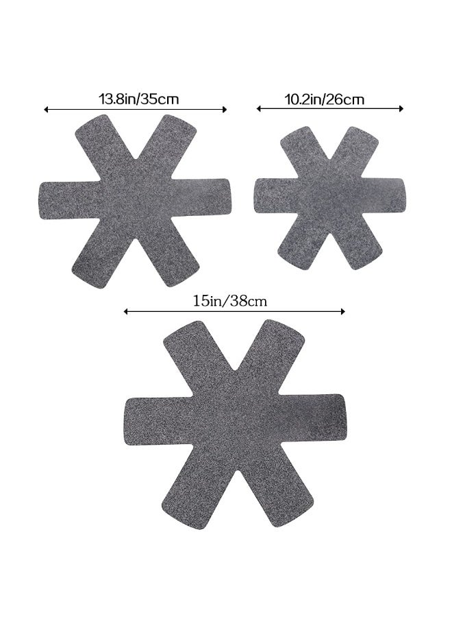 HOMESTAR 12Pcs Hexagon Felt Pot Pads , Pot and Pan Protectors,  Heat Resistant Non-Woven Fabric Pan Protector Mats, Easy Clean Cookware Separator For Stacking Pots & Pans, Grey, 38/35/26 cm - Image 3