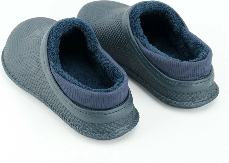 جيزر Men's Winter Eva Plush Furry Silent Sole Home Garden Slippers Navy Blue