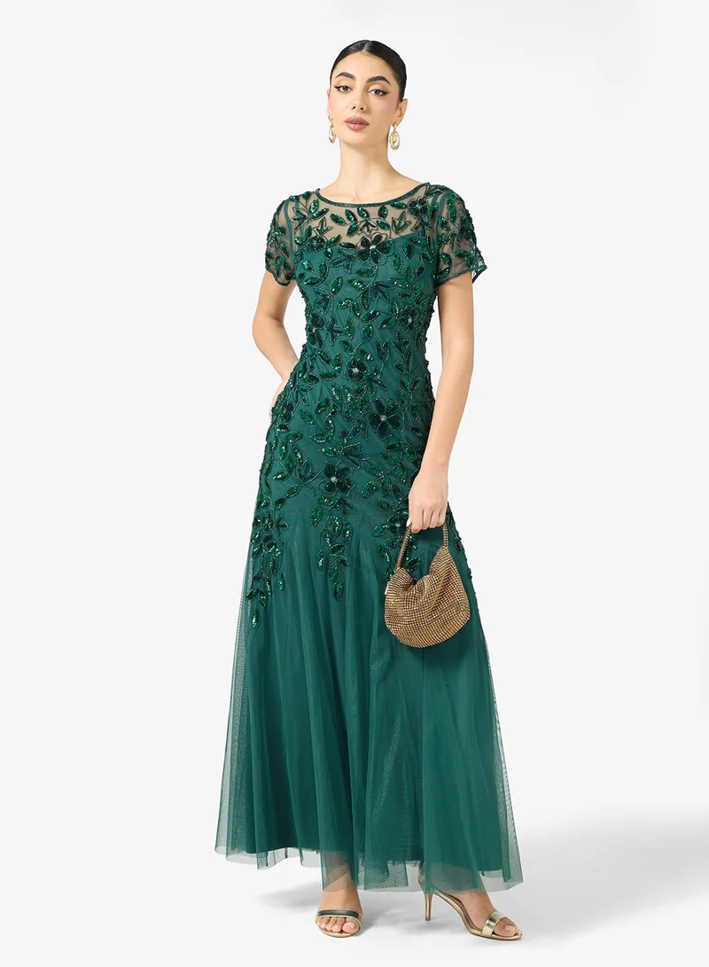 Adrianna Papell Embellished Crew Neck Dress