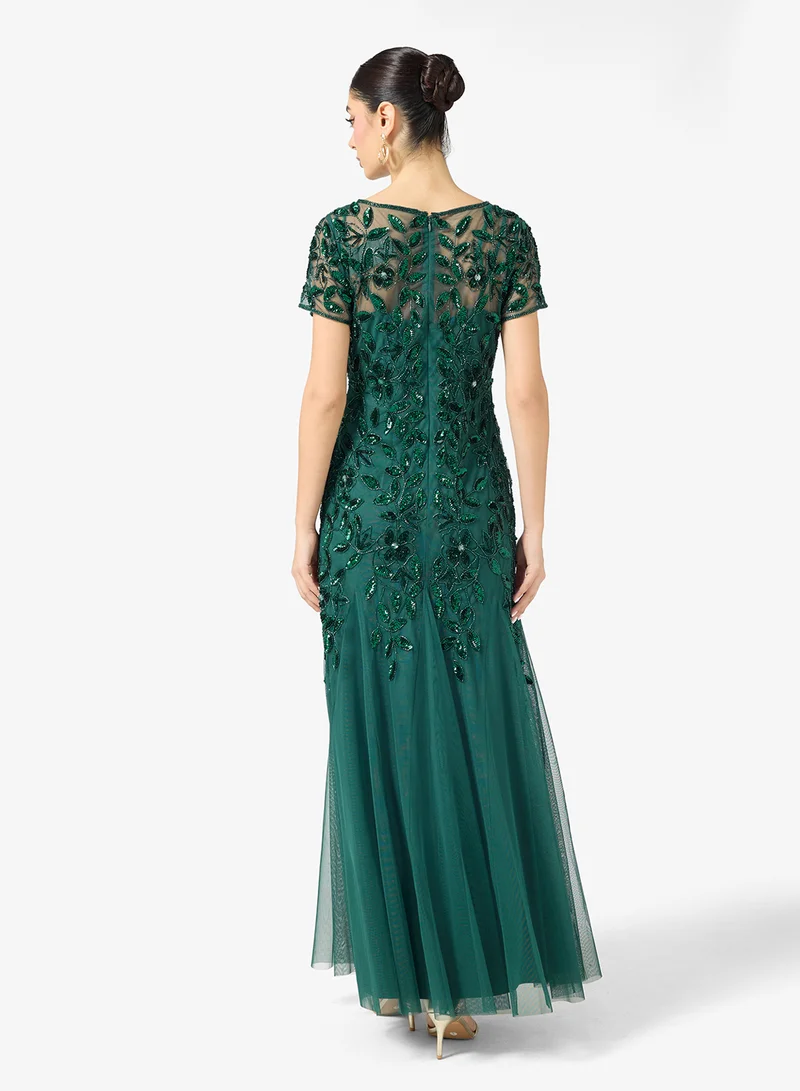 Adrianna Papell Embellished Crew Neck Dress