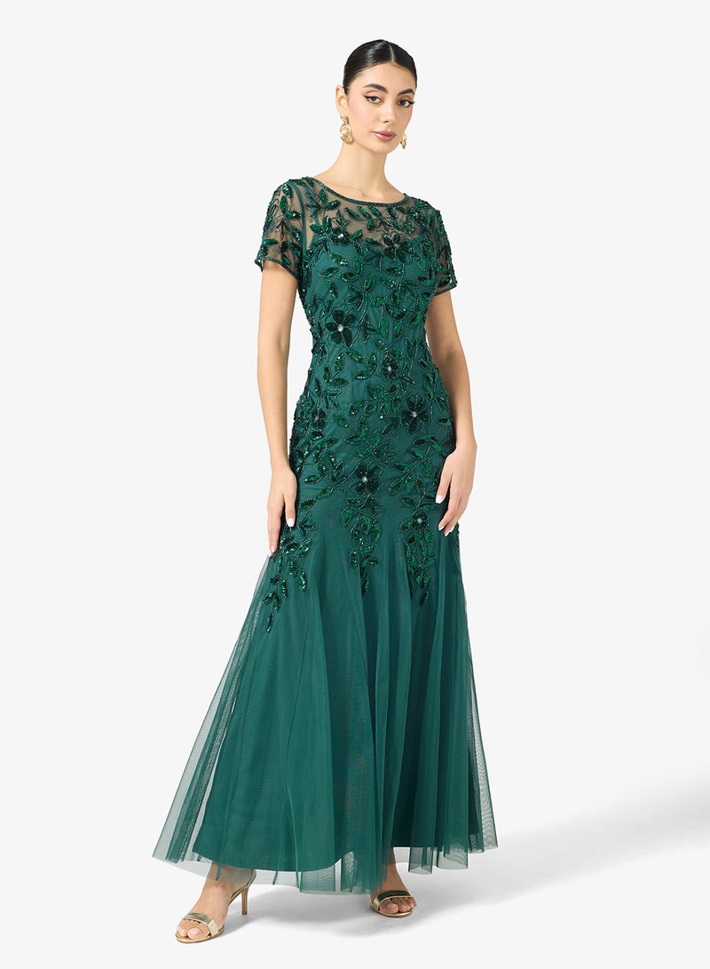 Adrianna Papell Embellished Crew Neck Dress - Image 4