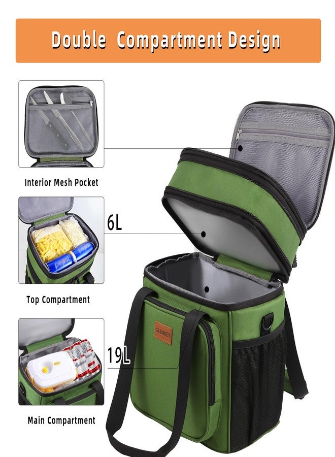 GLENKEY Expandable XLarge Lunch Box, Insulated Heavy Duty Lunch Bag Waterproof Leakproof Durable Cooler Bag for Men Women Adults Work Construction Camping Trip, 25L, Army Green - Image 2