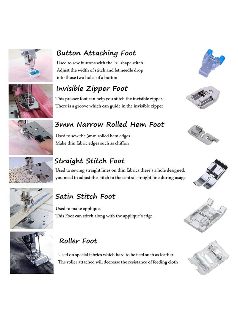 Y&D 11Pcs Presser Feet Set Snap On Sewing Machine Foot for Brother Singer Janome Babylock Kenmore Low Shank Use - Image 2