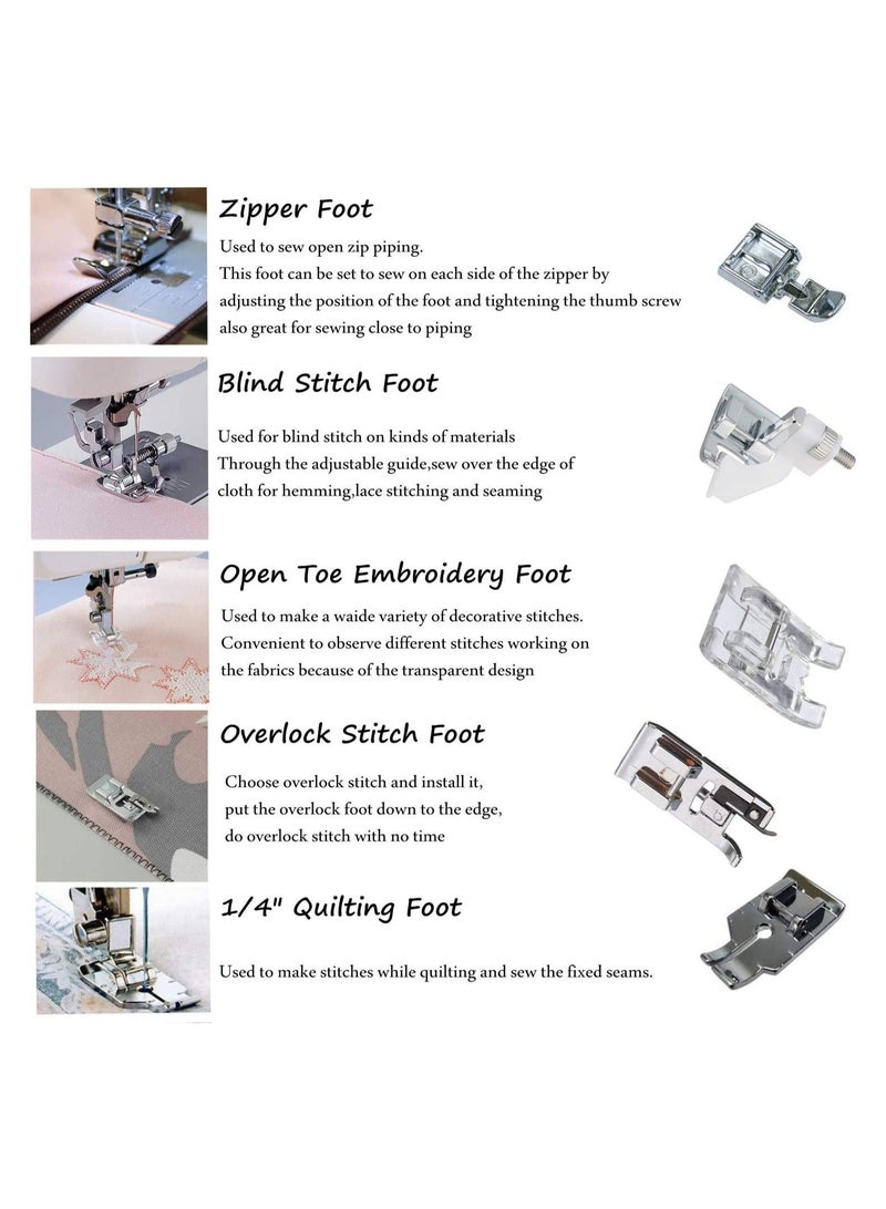 Y&D 11Pcs Presser Feet Set Snap On Sewing Machine Foot for Brother Singer Janome Babylock Kenmore Low Shank Use - Image 3