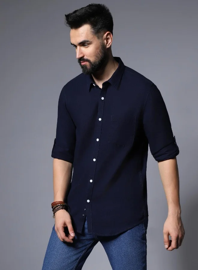 HIGH STAR Men Inidgo Shirts