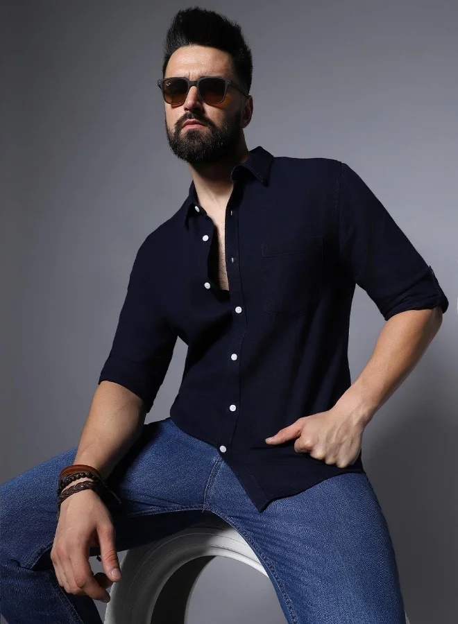 HIGH STAR Men Inidgo Shirts
