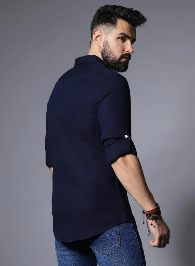 HIGH STAR Men Inidgo Shirts