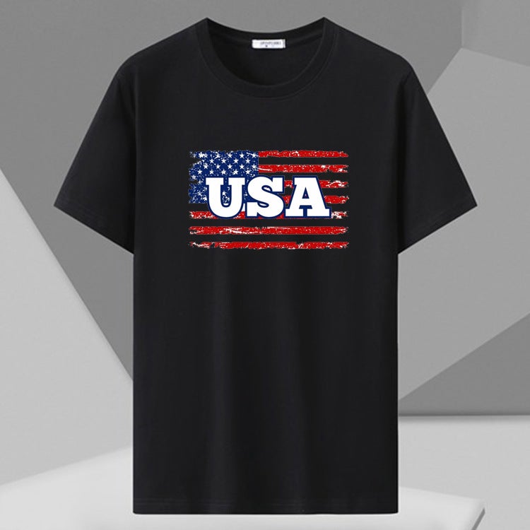 US 110.00 kg-190.00 kg Cross-border Mens plus size Short-sleeved T-shirt Black Fashion Trend Printed Round Neck Top Blackxiaousa - Image 3