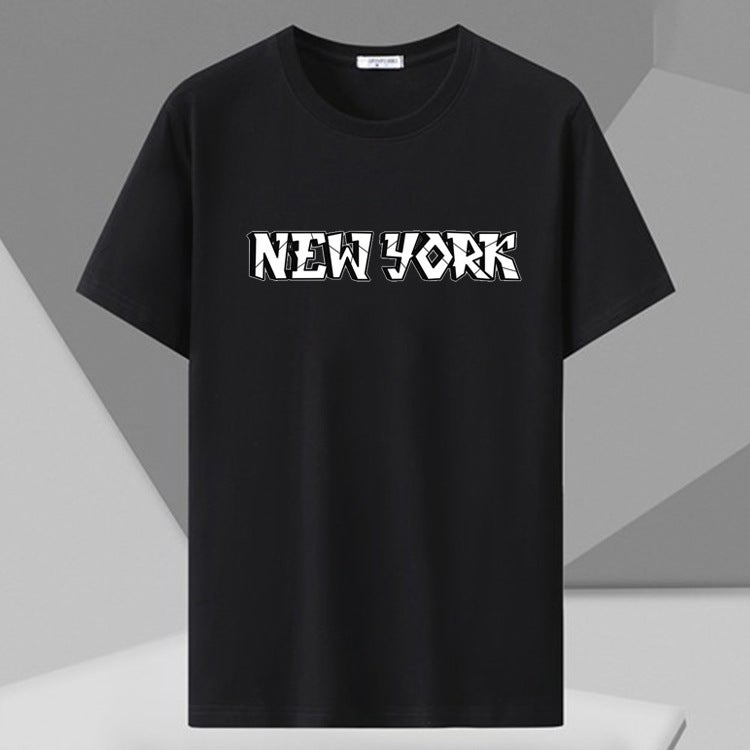 US 110.00 kg-190.00 kg Cross-border Mens plus size Short-sleeved T-shirt Black Fashion Trend Printed Round Neck Top Blackxiaousa - Image 4