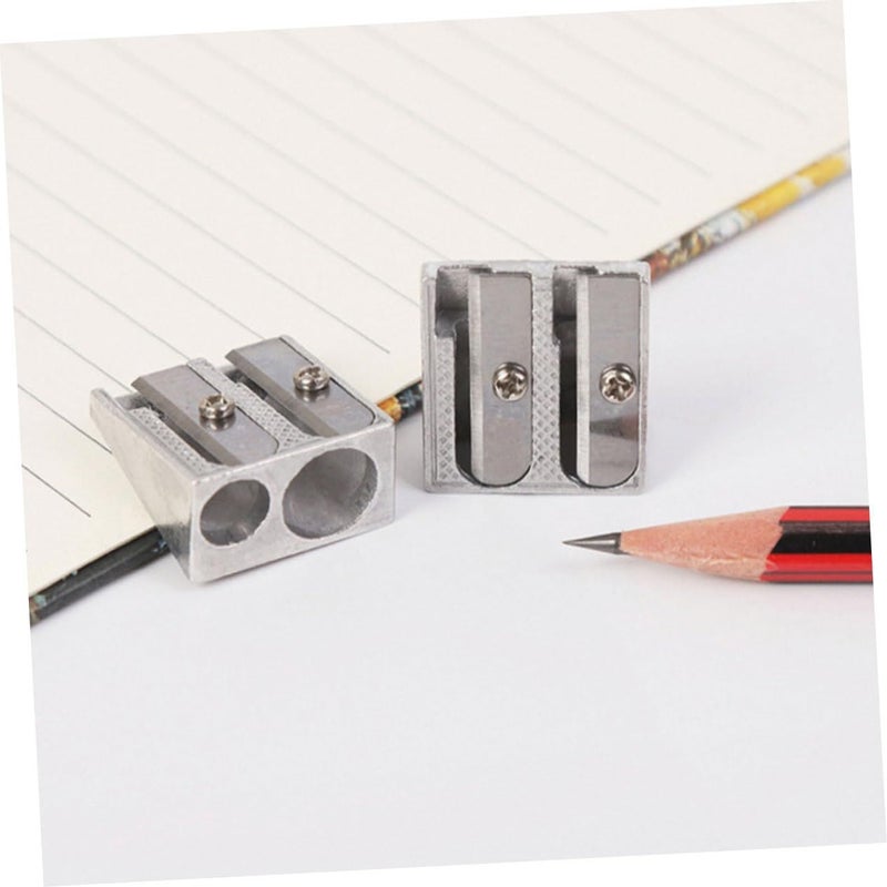 Aluminum Alloy Dual Hole Pencil Sharpener Manual for School Travel - Image 5