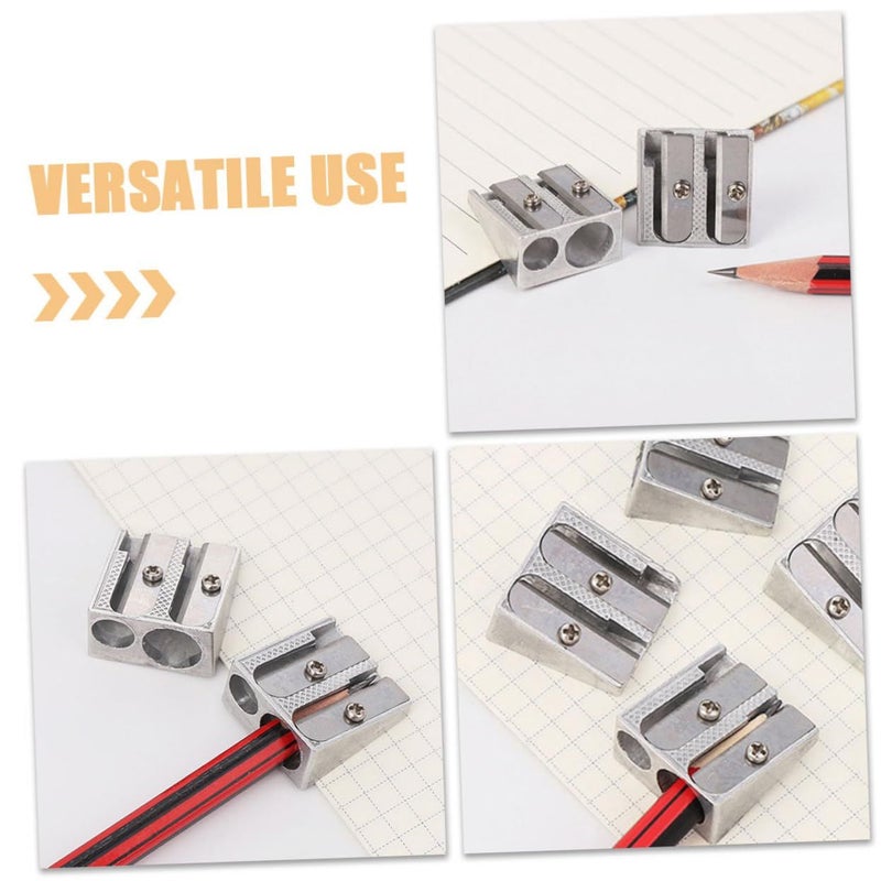 Aluminum Alloy Dual Hole Pencil Sharpener Manual for School Travel - Image 4