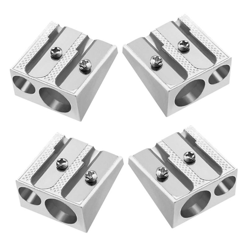Aluminum Alloy Dual Hole Pencil Sharpener Manual for School Travel - Image 2
