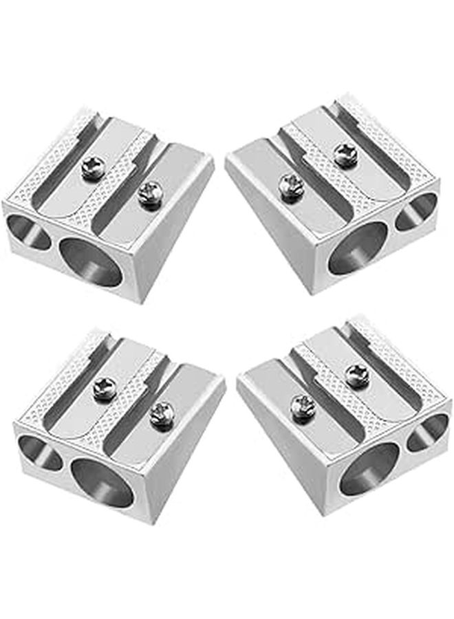 Aluminum Alloy Dual Hole Pencil Sharpener Manual for School Travel - Image 1