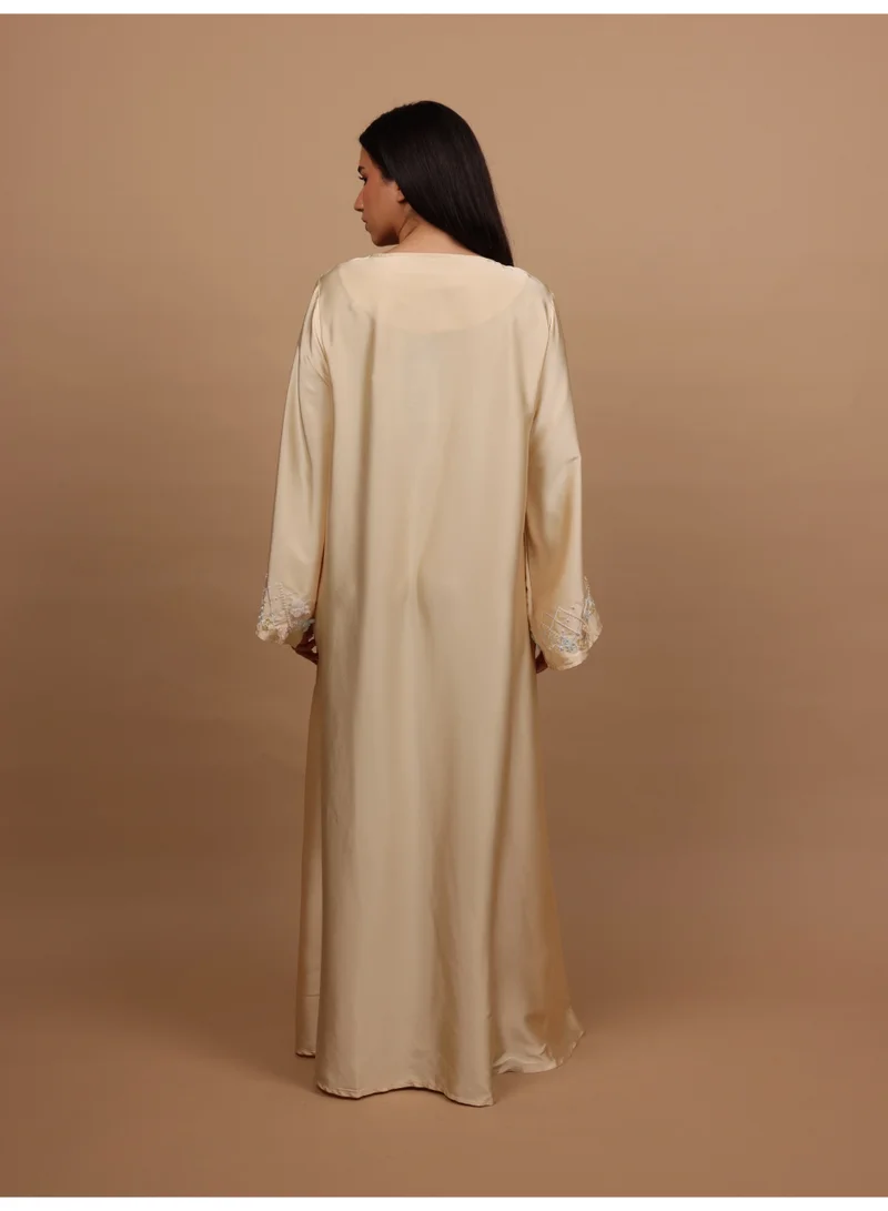 IKKXA  IKKXA Silk Blossom Embroidered Jalabiya IK1116 Yellow for Women | Best Price UAE
