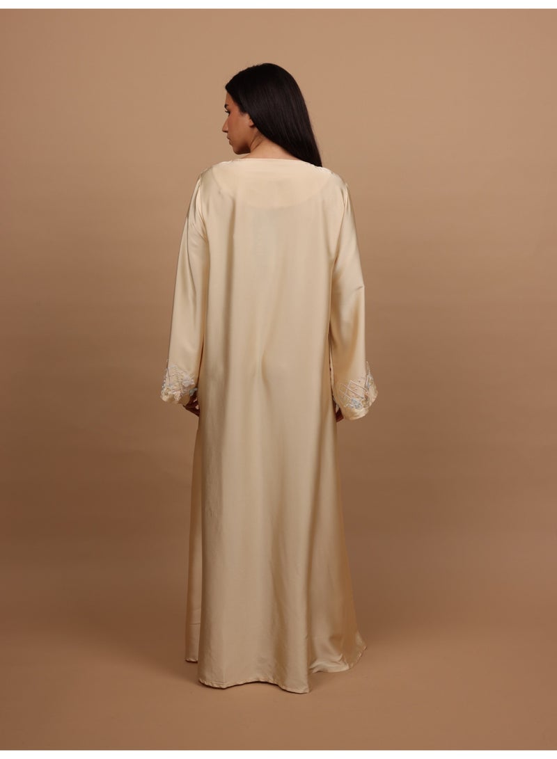 IKKXA Silk Blossom Embroidered Jalabiya IK1116 Yellow - Image 4