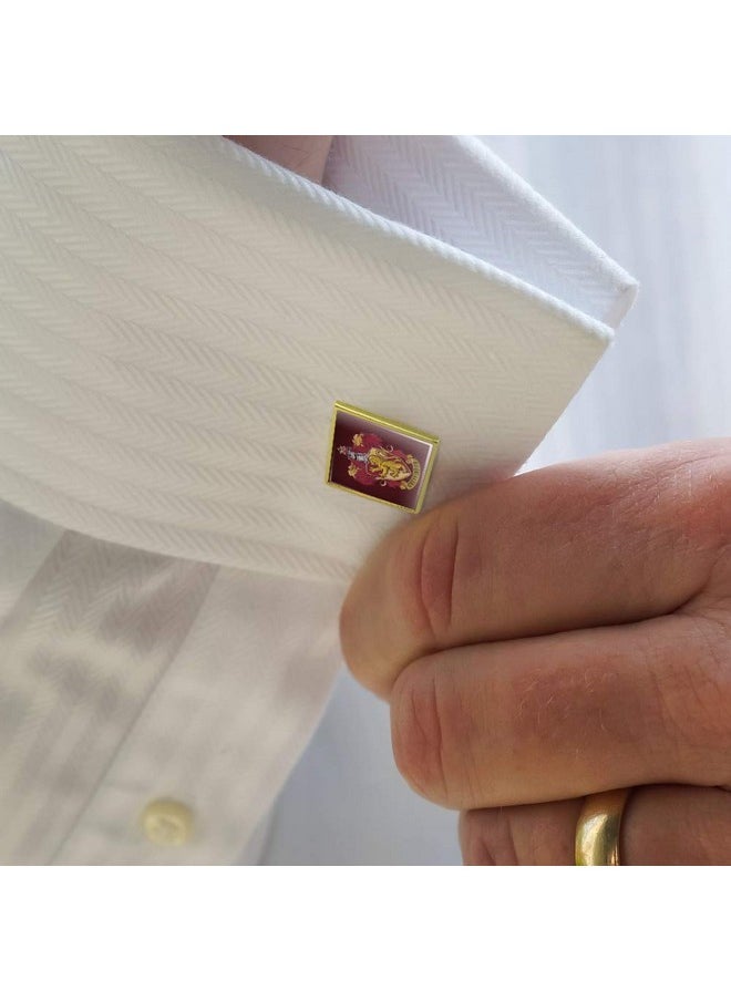 GRAPHICS & MORE - Harry Potter Gryffindor Painted Crest Square Cufflink Set Gold Color - Image 1