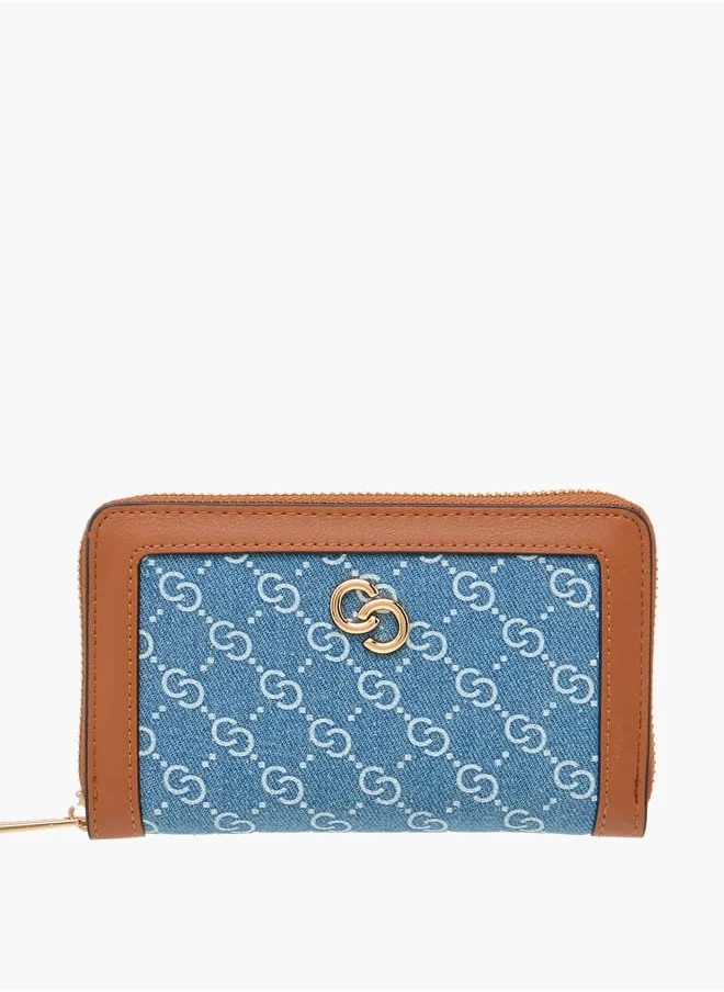 سيليست Women Monogram Print Denim Zip Around Wallet