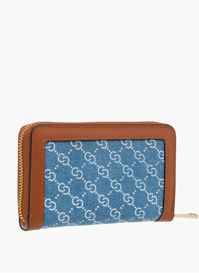 سيليست Women Monogram Print Denim Zip Around Wallet