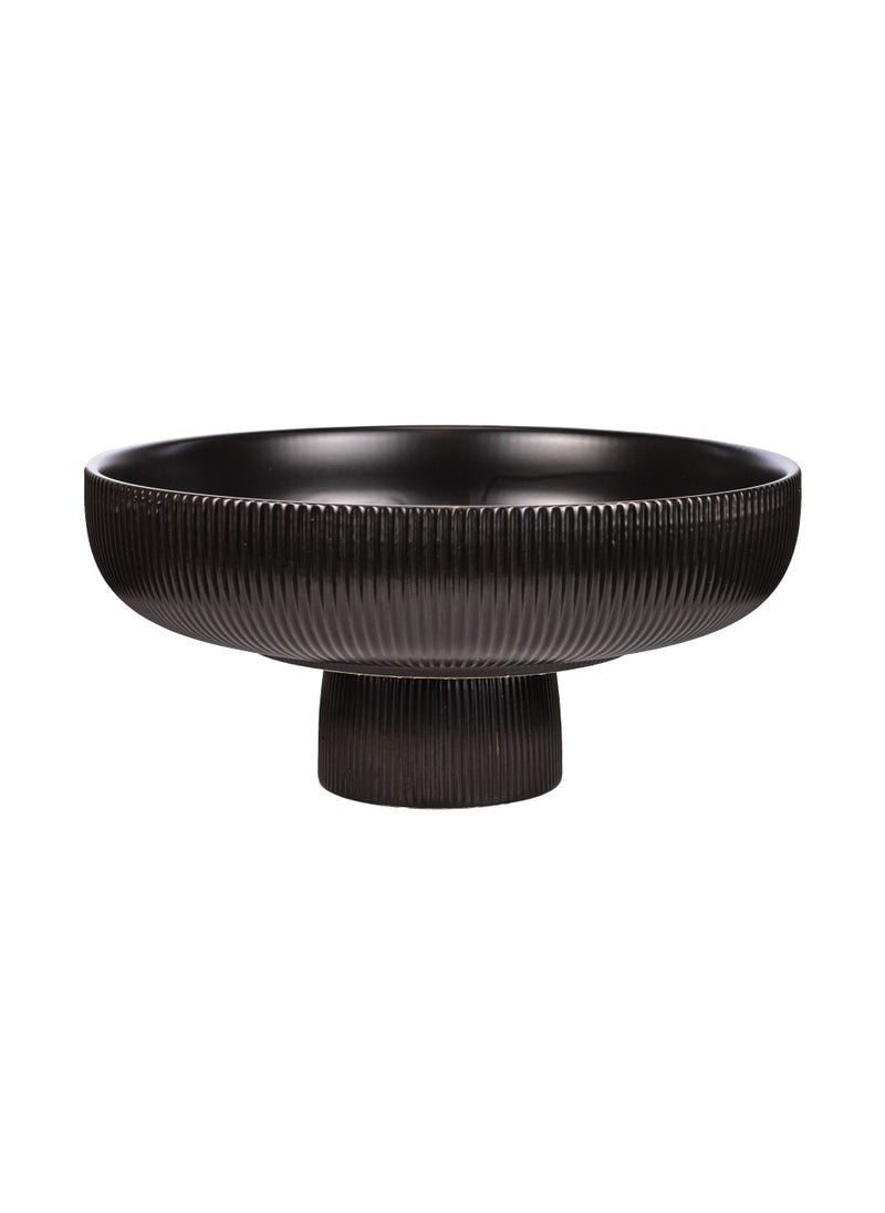 Gulf Flowers Gulf Flowers Black Ceramic Vase Plate on Stem – D30cm x H13cm Decorative Pedestal Bowl for Flower & Candle Display – Modern Centerpiece Stand for Home, Office & Event Décor 