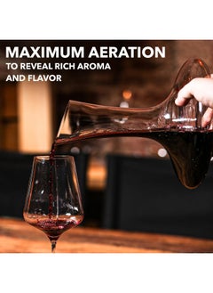 Le Chateau Le Chateau Wine Decanter - Hand-Blown Lead-Free Crystal Wine Carafe - Wine Decanter for Aerating Red Wine - Wine Accessories for a Bottle of Wine (750 ml)  - Image 4