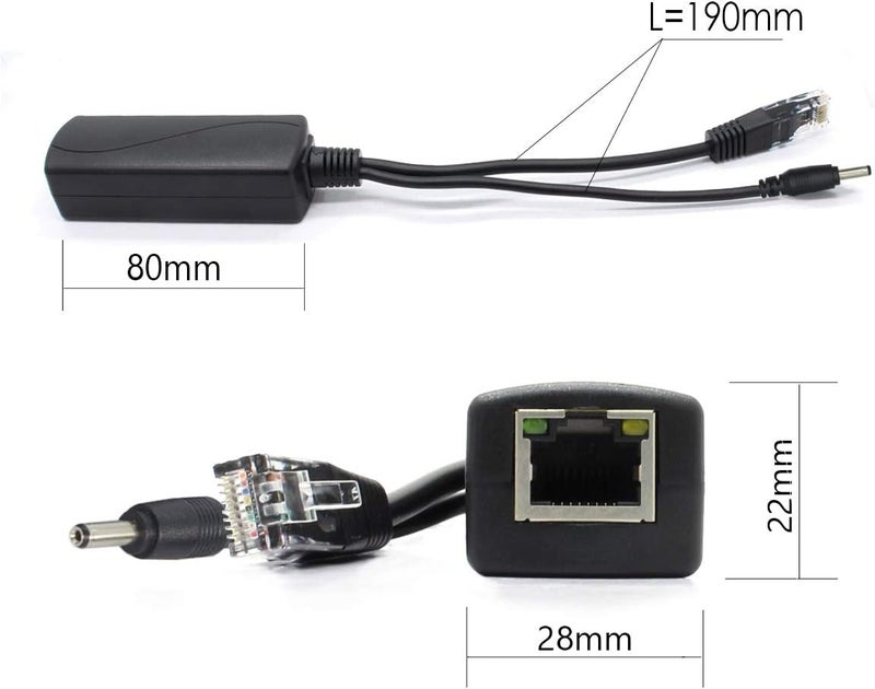 ANVISION 2-Pack 5V PoE Splitter, 48V to 5V 2.4A Adapter, Plug 3.5mm x 1.35mm, 5.5mm x 2.1mm Connector, IEEE 802.3af Compliant, for IP Camera and More - Image 2