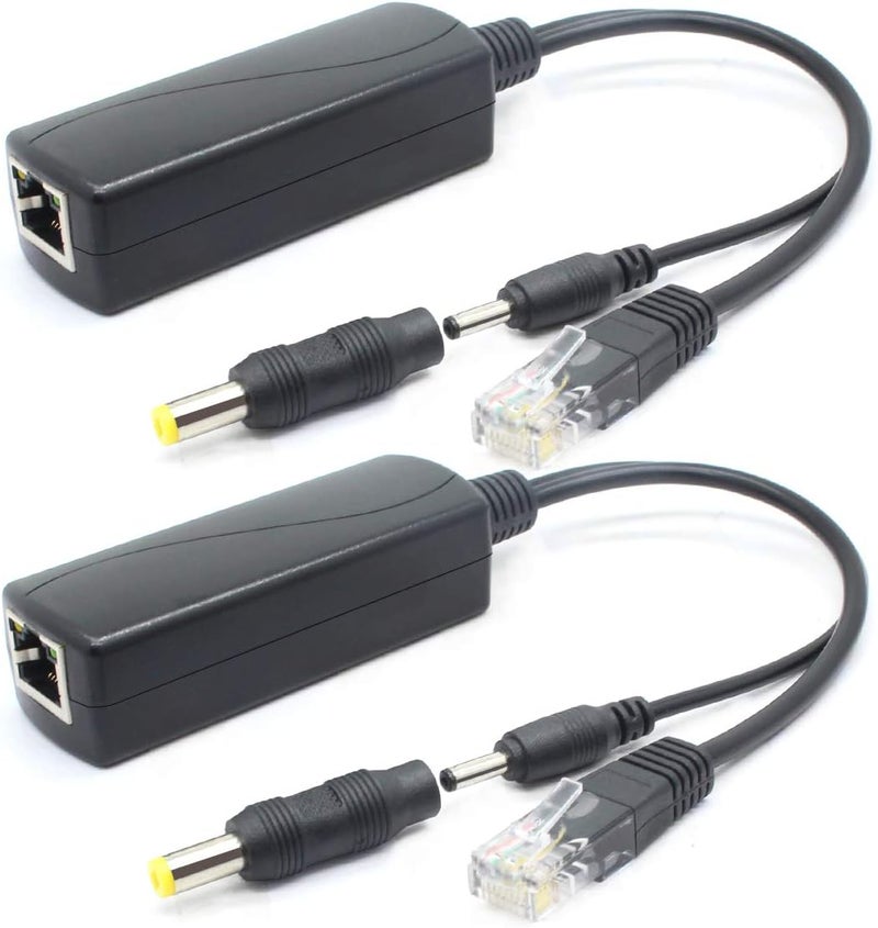 ANVISION 2-Pack 5V PoE Splitter, 48V to 5V 2.4A Adapter, Plug 3.5mm x 1.35mm, 5.5mm x 2.1mm Connector, IEEE 802.3af Compliant, for IP Camera and More - Image 1
