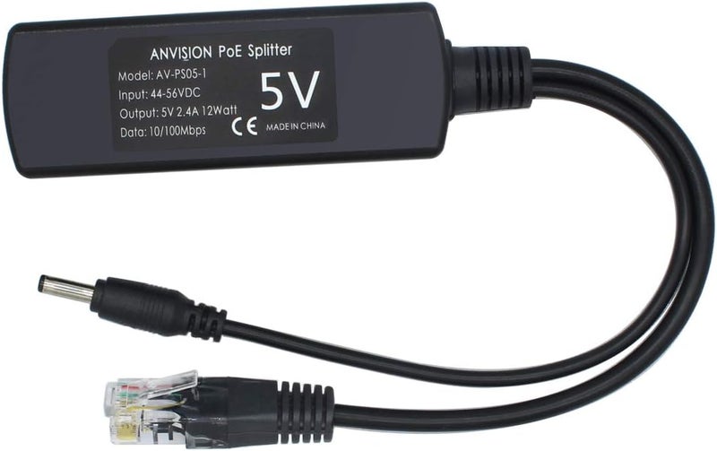 ANVISION 2-Pack 5V PoE Splitter, 48V to 5V 2.4A Adapter, Plug 3.5mm x 1.35mm, 5.5mm x 2.1mm Connector, IEEE 802.3af Compliant, for IP Camera and More - Image 5