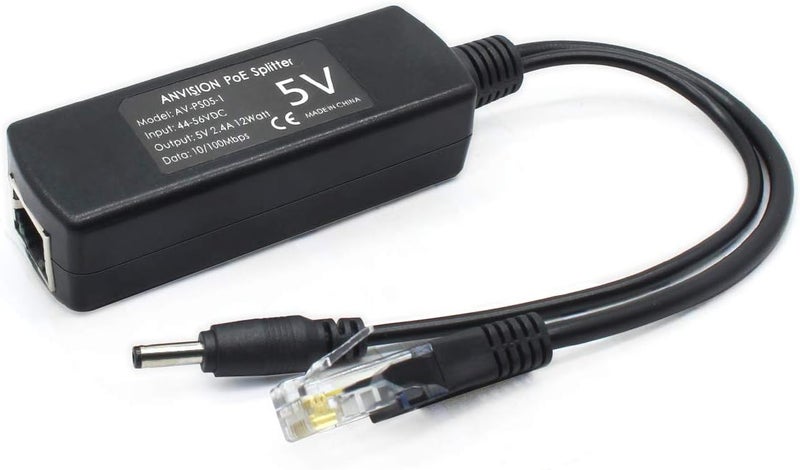 ANVISION 2-Pack 5V PoE Splitter, 48V to 5V 2.4A Adapter, Plug 3.5mm x 1.35mm, 5.5mm x 2.1mm Connector, IEEE 802.3af Compliant, for IP Camera and More - Image 4