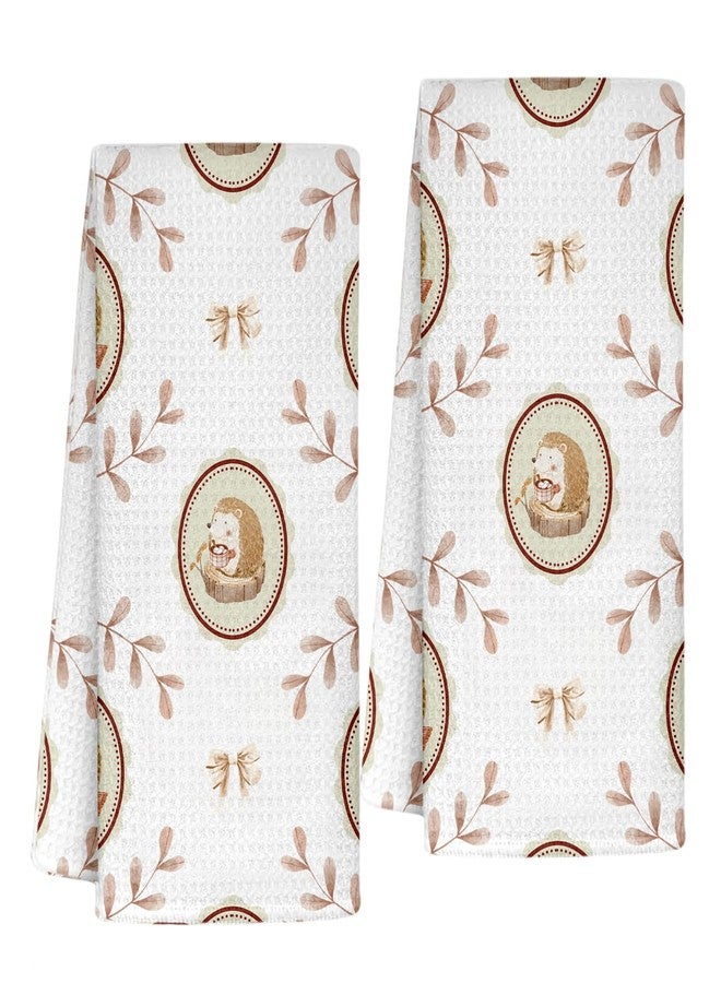 InnoBeta Hedgehog Gifts for Women, Hedgehog Decor Pattern Dish Tea Hand Kitchen Towel, 2 Pack, 16x24 in Microfiber - Image 1