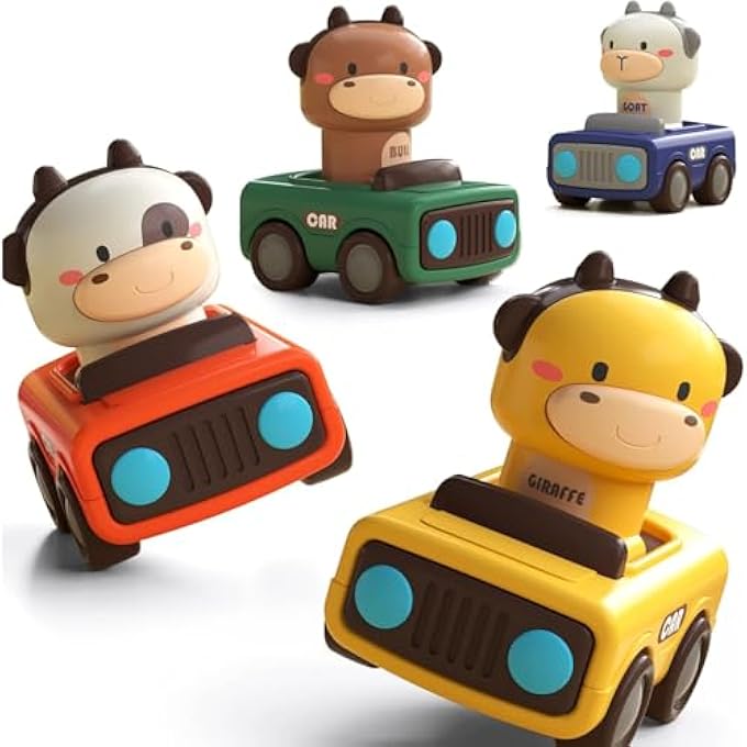 TOYS FOR 1+ YEAR OLD BOY, PRESS AND GO CAR TOYS, BABY ANIMAL RACING CARS, INFANT PLAY VEHICLE SET, BABY PUSH GO FRICTION CAR TOYS FOR 6-9-12-18 MONTHS, 1ST BIRTHDAY GIFTS FOR 1-2 YEARS OLD BOYS - Image 2