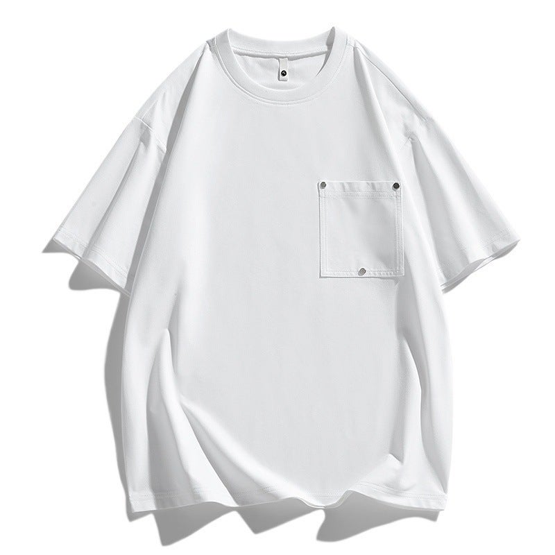 Pocket Niche Trendy American Casual Design Summer Loose Men'S Couple Short-Sleeve T-Shirt Ins - Image 5