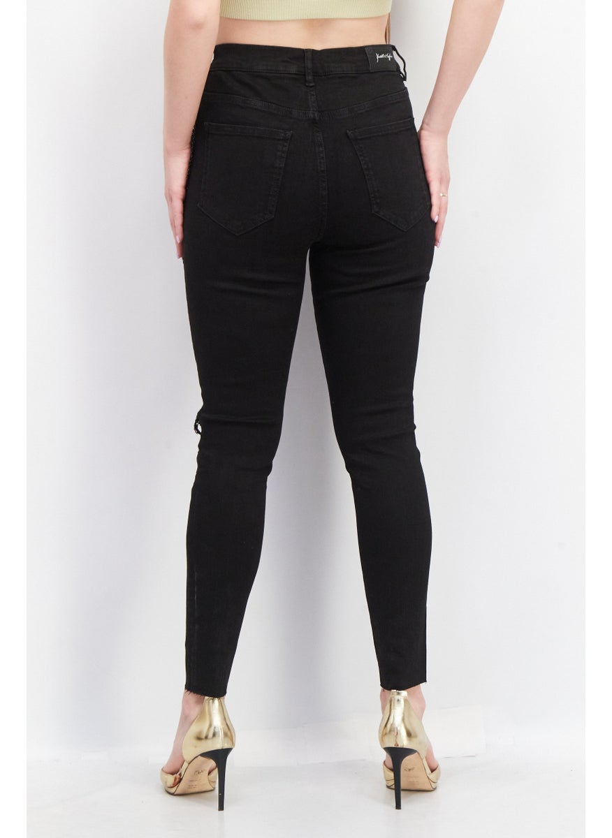 KENDALL + KYLIE - Women Regular Fit Textured Stretchable Jeans, Black - Image 1
