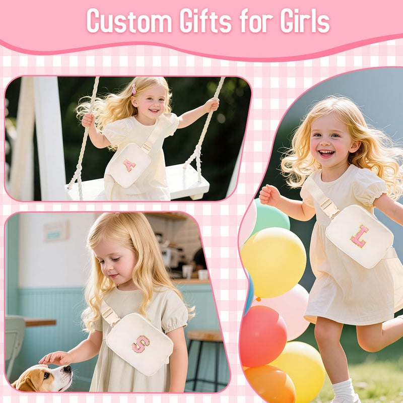 Giftota Funny Pack for Grandkids Teen Girls Gift, Birthday Gifts for 4 5 6 7 8 9 10 11 12 13 Year Old Girls, Initial Fanny Pack, Teen Girl Gift Trendy Stuff Crossbody Bag Set for Teens, Back To School, A - Image 3