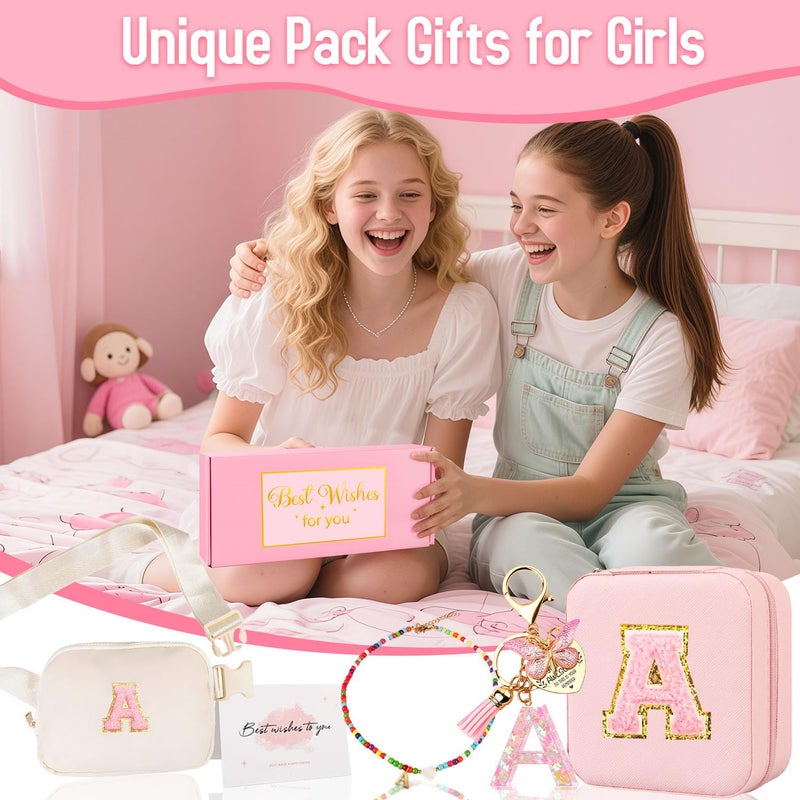 Giftota Funny Pack for Grandkids Teen Girls Gift, Birthday Gifts for 4 5 6 7 8 9 10 11 12 13 Year Old Girls, Initial Fanny Pack, Teen Girl Gift Trendy Stuff Crossbody Bag Set for Teens, Back To School, A - Image 2