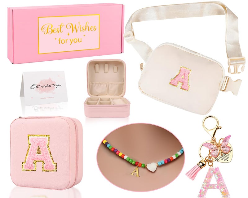Giftota Funny Pack for Grandkids Teen Girls Gift, Birthday Gifts for 4 5 6 7 8 9 10 11 12 13 Year Old Girls, Initial Fanny Pack, Teen Girl Gift Trendy Stuff Crossbody Bag Set for Teens, Back To School, A - Image 1