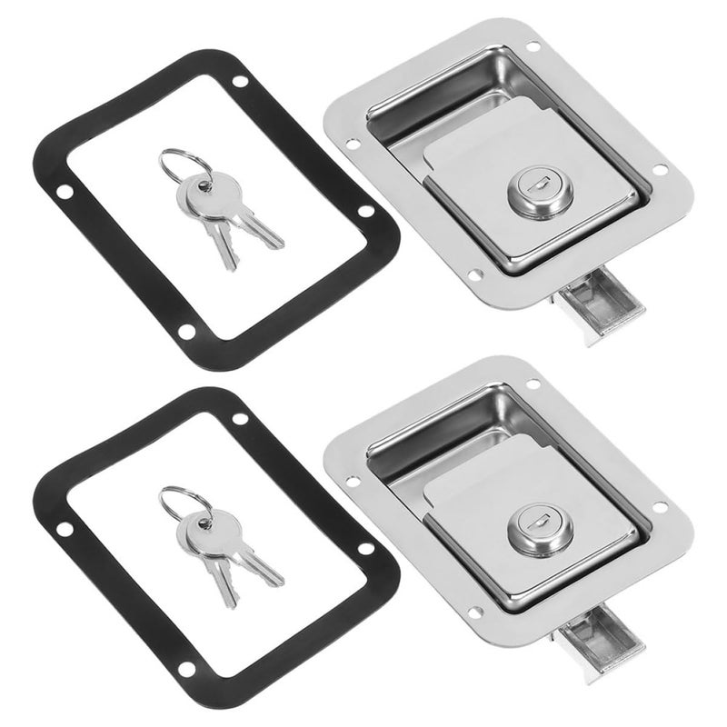 Stainless Steel Flush Mount Trailer Latch Lock for Truck Toolbox Rv Door 2pcs - Image 2