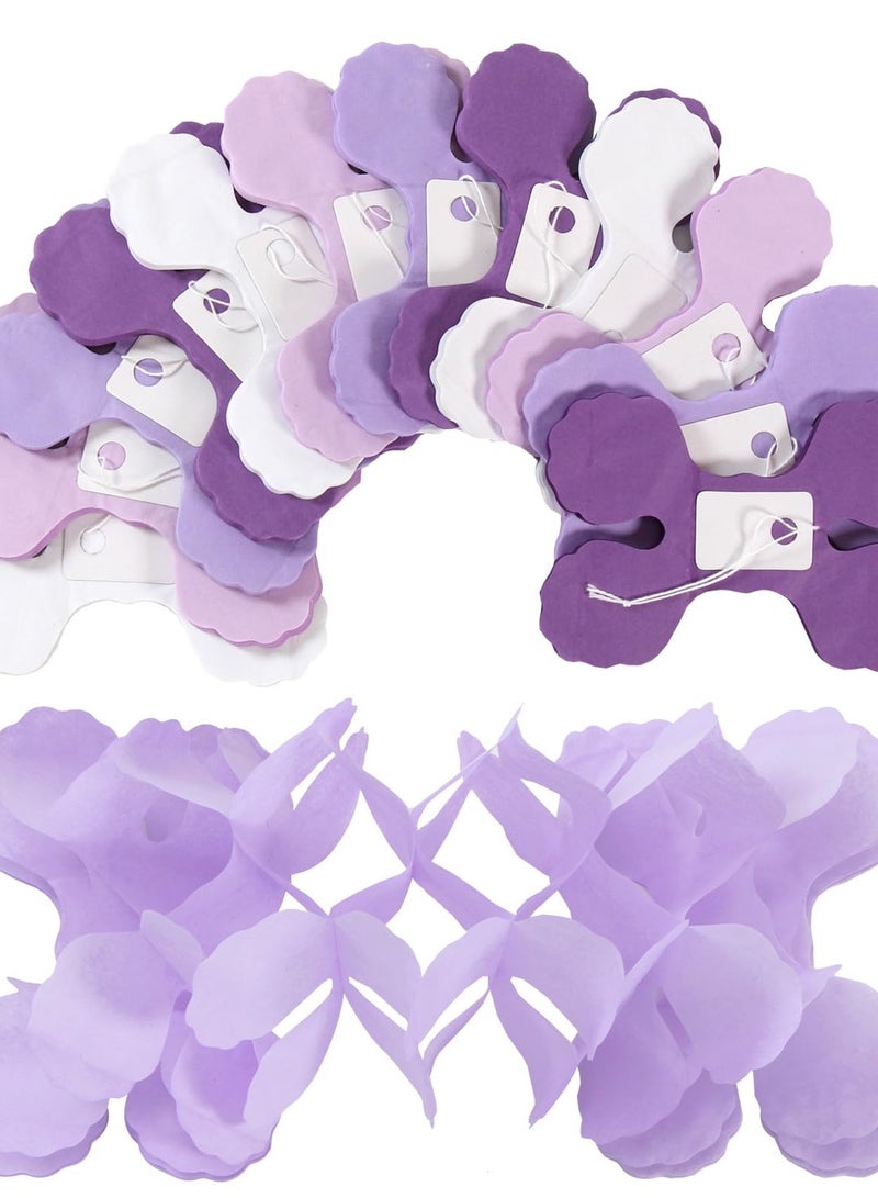 Jolley Purple and White Lavender Party Decorations,Streamers and Garlands Birthday Supplies for Women and Girls, 4-Leaf Clover Paper Banners, Baby Shower, Bridal Shower, Wedding, Engagement, Bachelorette Party, and Graduation Decorations,12-Piece Set - Image 3