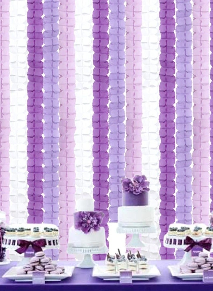 Jolley Purple and White Lavender Party Decorations,Streamers and Garlands Birthday Supplies for Women and Girls, 4-Leaf Clover Paper Banners, Baby Shower, Bridal Shower, Wedding, Engagement, Bachelorette Party, and Graduation Decorations,12-Piece Set - Image 2