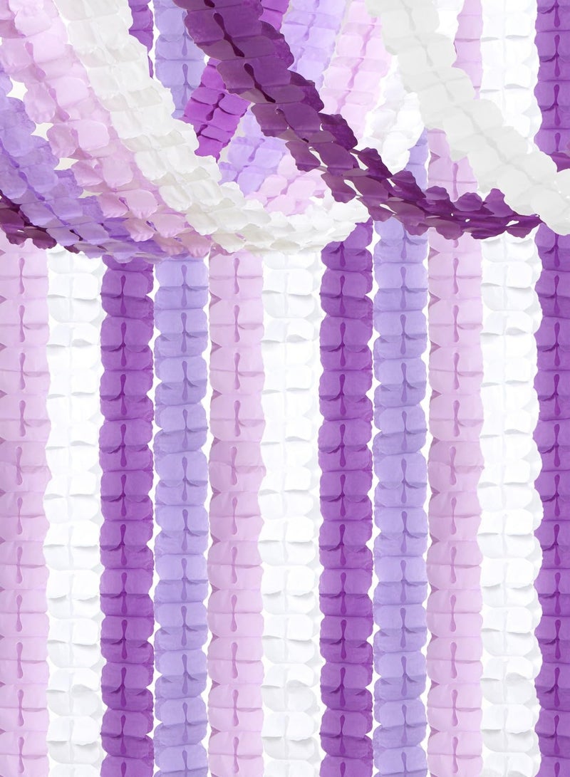 Jolley Purple and White Lavender Party Decorations,Streamers and Garlands Birthday Supplies for Women and Girls, 4-Leaf Clover Paper Banners, Baby Shower, Bridal Shower, Wedding, Engagement, Bachelorette Party, and Graduation Decorations,12-Piece Set - Image 1